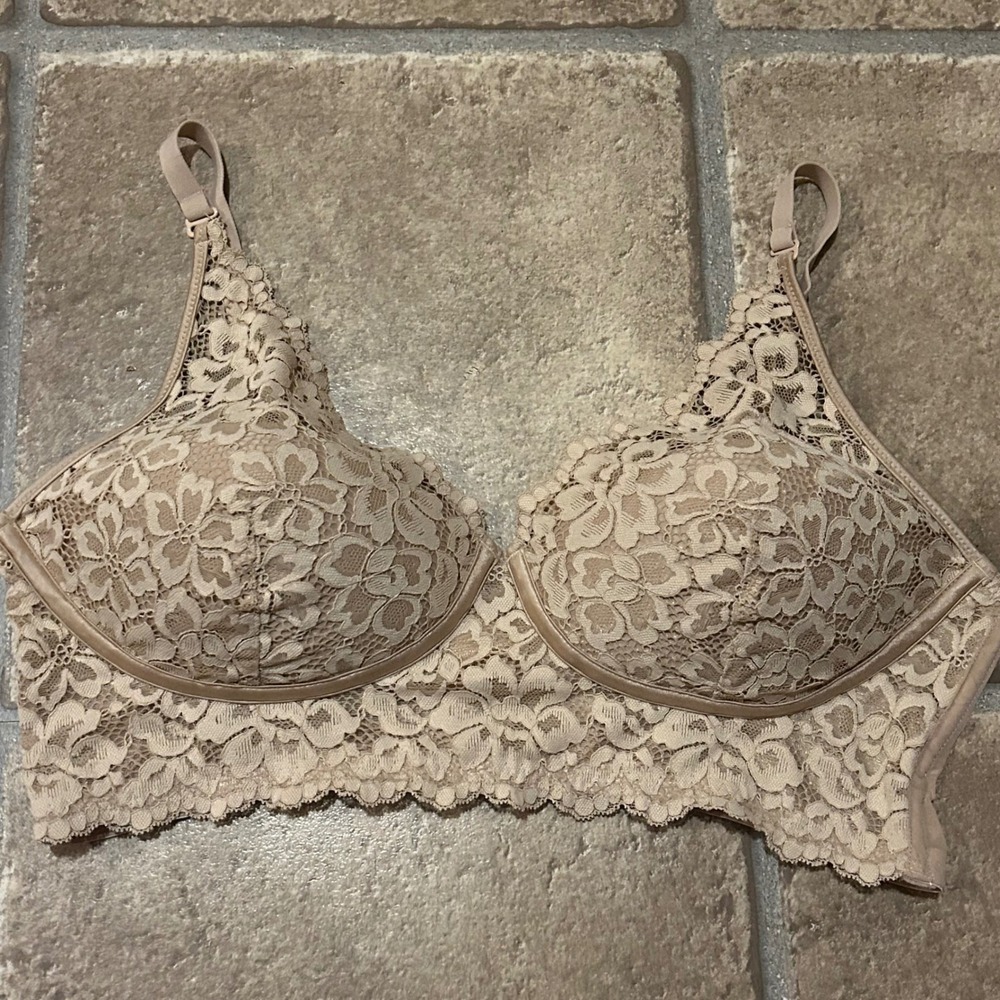 Maidenform Beige Floral Lace Longline Bralette 38C